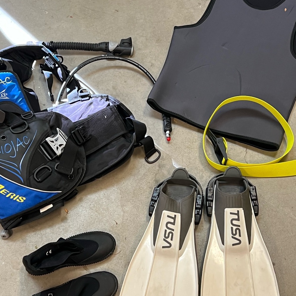 Blue and Black Diving Mask with Neoprene Hood and Snorkel Equipment
